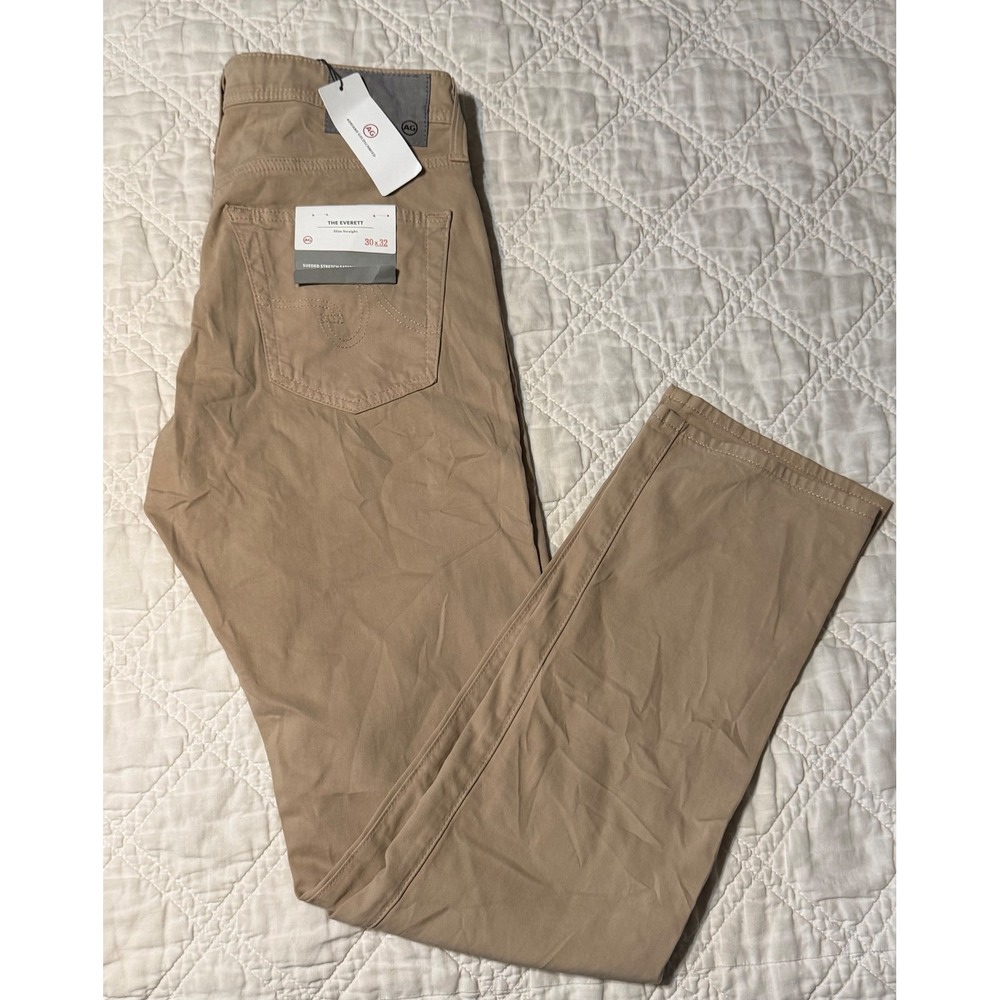 AG Adriano Goldschmied Everett Pants Mens 30x32 Tan Sueded Stretch Sateen Slim